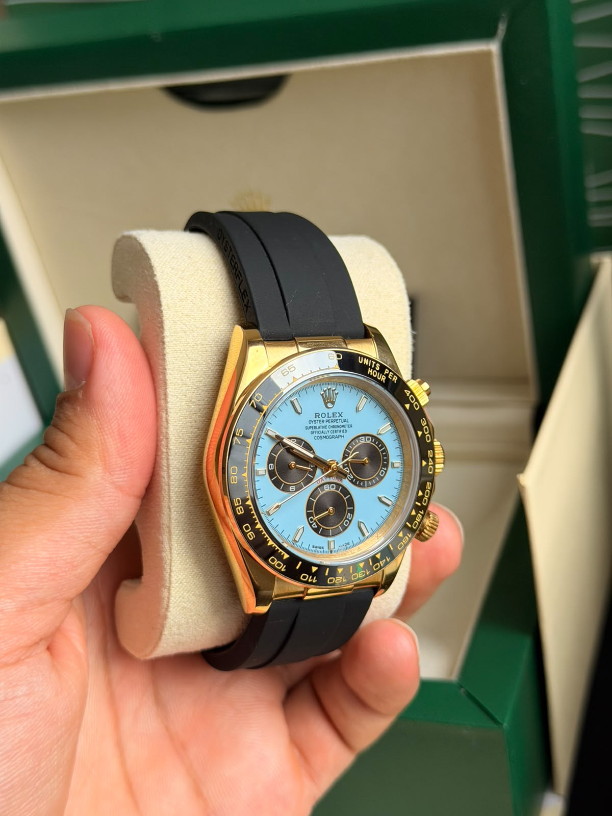Rolex Daytona / Gold Blau-Türkis