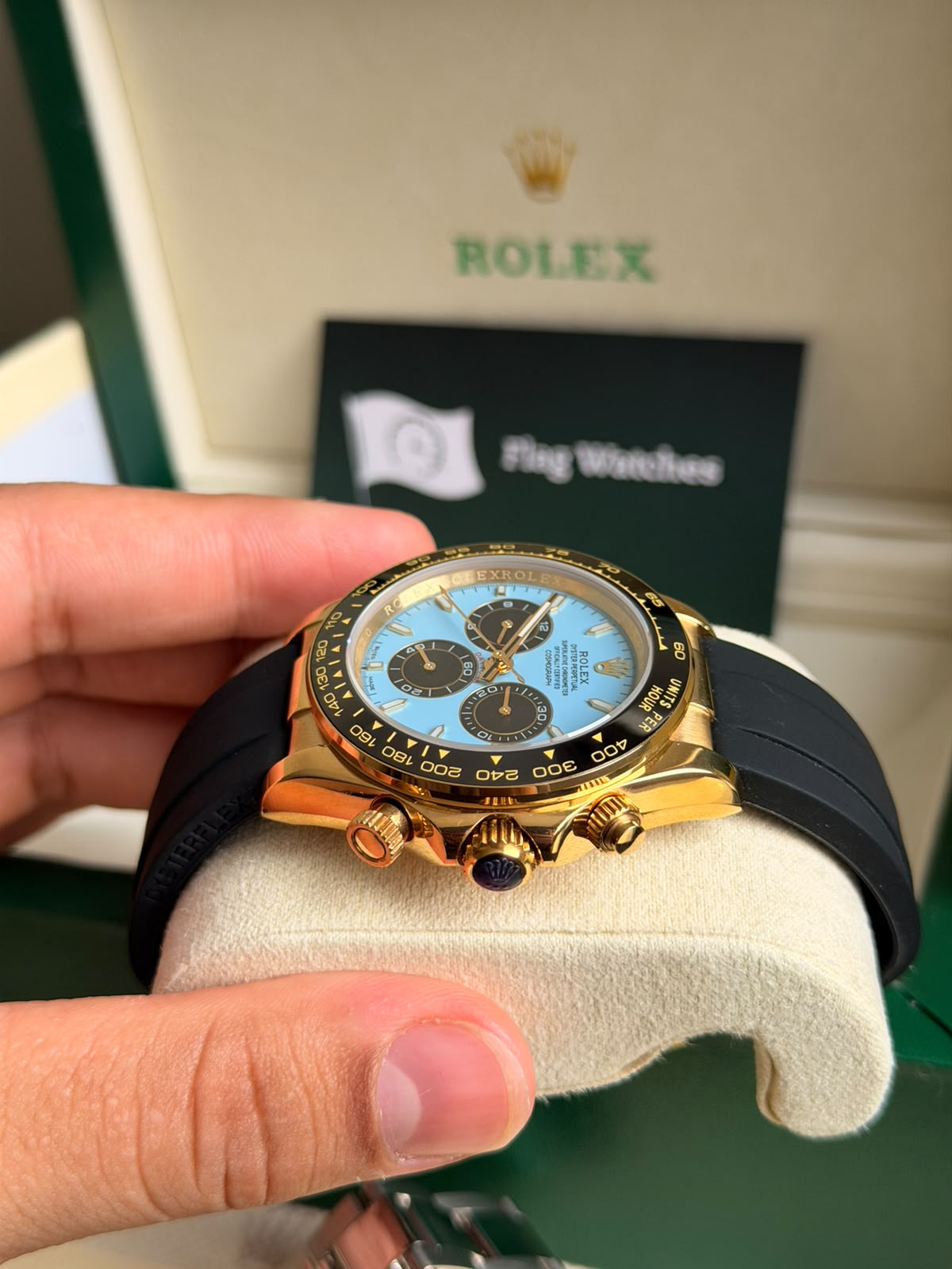 Rolex Daytona / Gold Blau-Türkis